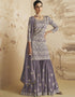Traditional Function Wear Georgette Salwar Suit Collection Purple Georgette Sharara Suit Front View